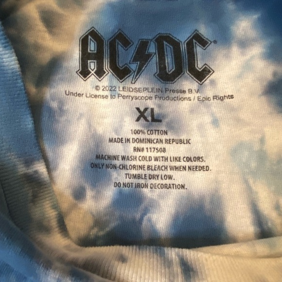 NWT AC/DC Men's Officially Licensed Powerage Tie Dye Hard Rock Heavy Metal - Picture 2 of 4
